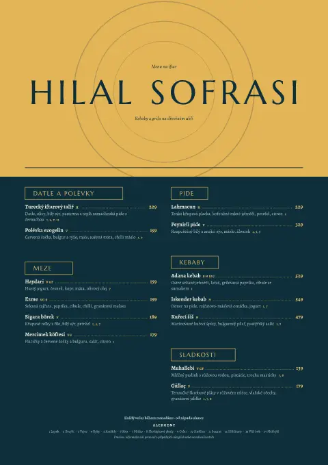 Mosazný půlměsíc – náhled šablony jídelního lístku