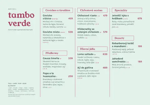 Mátové tiradito – náhled šablony jídelního lístku