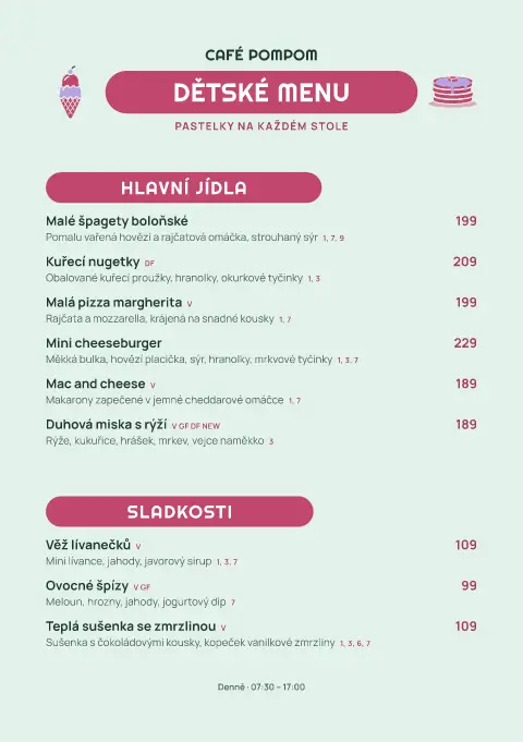 Bambulková hra – náhled šablony jídelního lístku