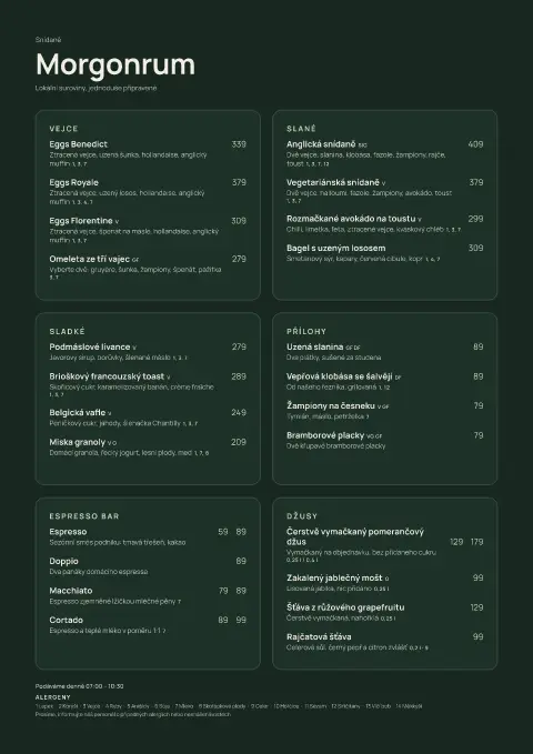 Brusinkové ráno – náhled šablony jídelního lístku