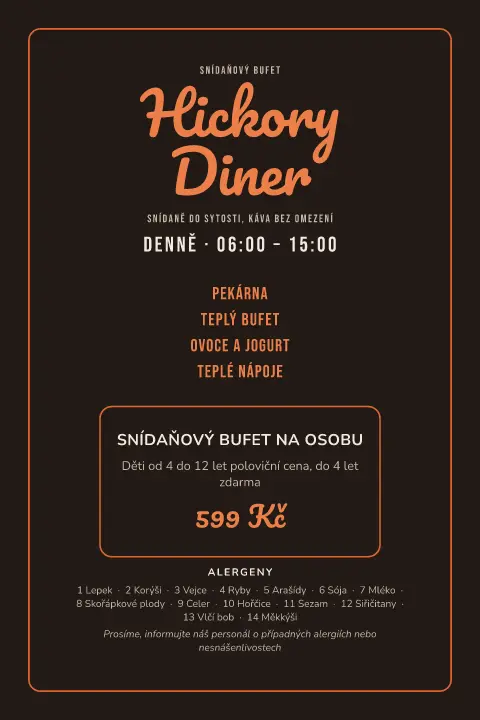 Žhavá plotna – náhled šablony jídelního lístku