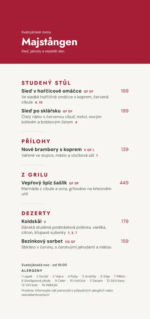 Rudá májka – náhled šablony jídelního lístku