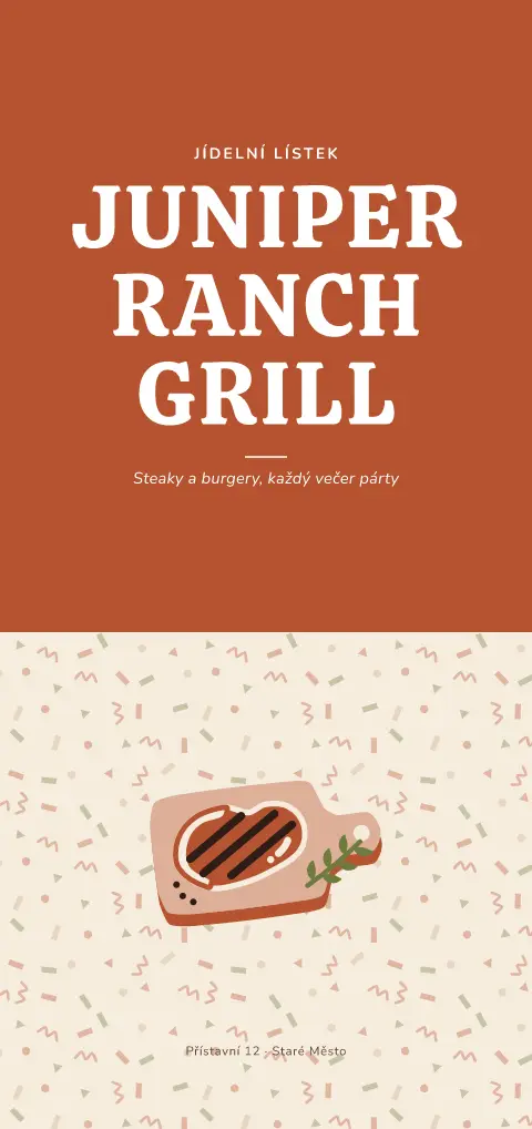 Steakové konfety – náhled šablony jídelního lístku