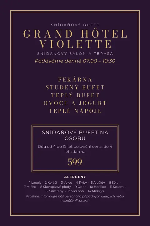 Lilkové svítání – náhled šablony jídelního lístku
