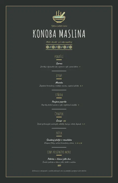 Křídová konoba – náhled šablony jídelního lístku
