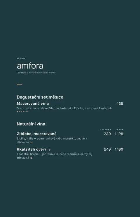 Jantarová degustace – náhled šablony jídelního lístku