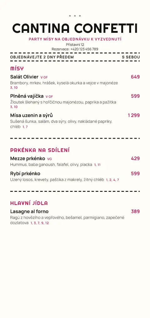 Klikyhákový tác – náhled šablony jídelního lístku