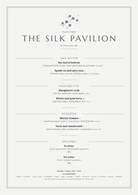 Sølvpagoden – forhåndsvisning af menukortskabelon