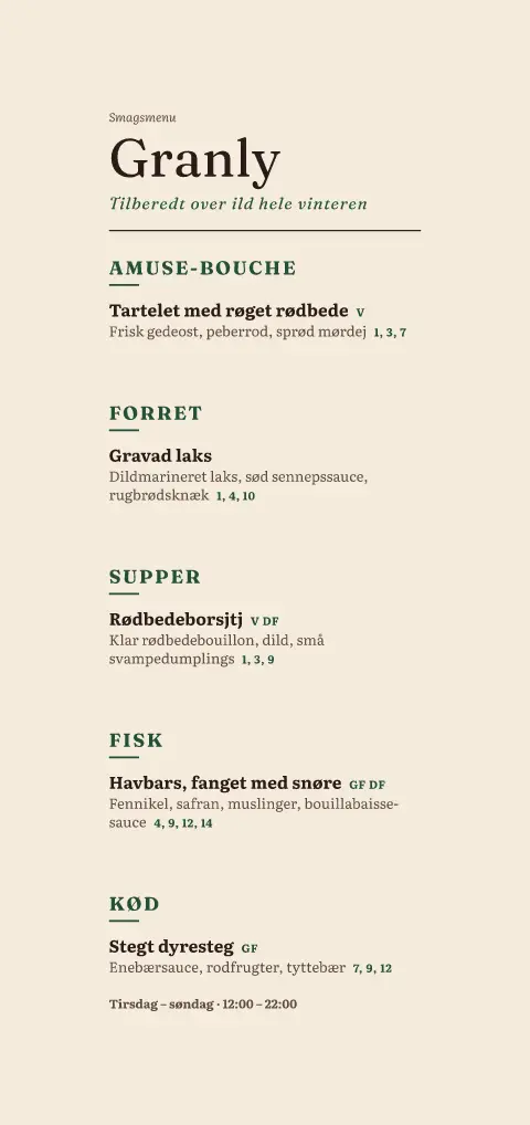 Fyrreglød – side 1 af menukortskabelonen