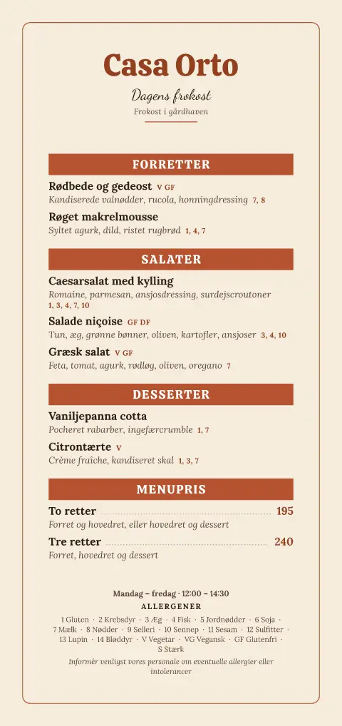 Terrakotta-orto – forhåndsvisning af menukortskabelon
