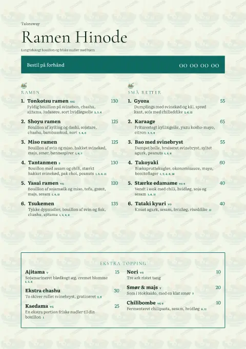 Kombublad – forhåndsvisning af menukortskabelon