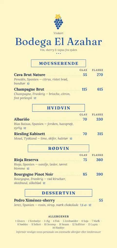 Patio-bodega – forhåndsvisning af menukortskabelon