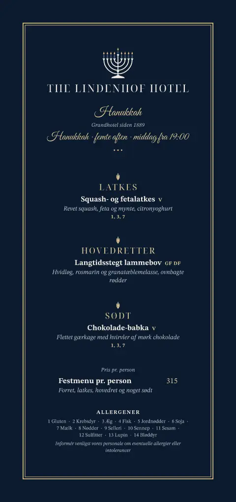 Champagne-menorah – forhåndsvisning af menukortskabelon