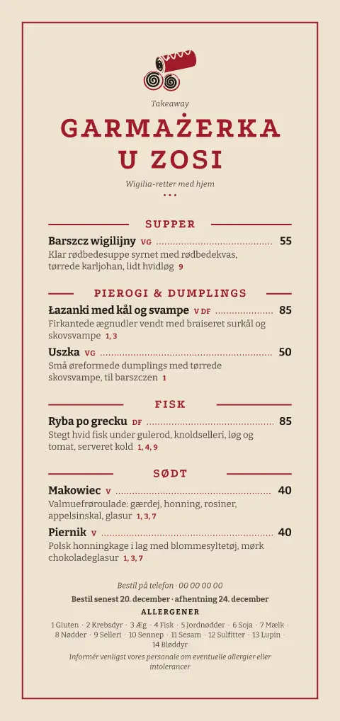 Wigilia-pakken – forhåndsvisning af menukortskabelon