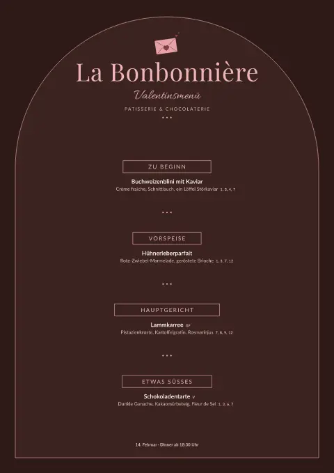 Bonbonbogen – Vorschau der Speisekarten-Vorlage