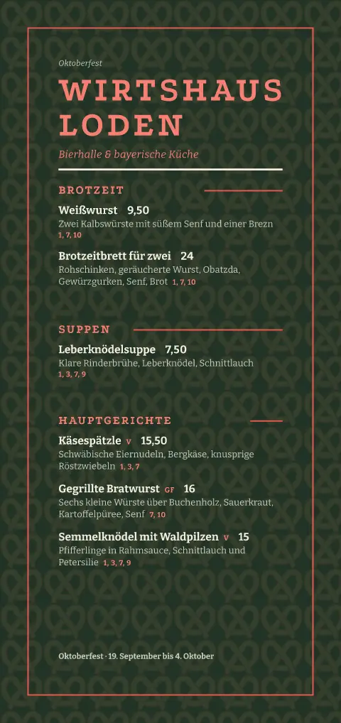 Loden-Brezn – Vorschau der Speisekarten-Vorlage