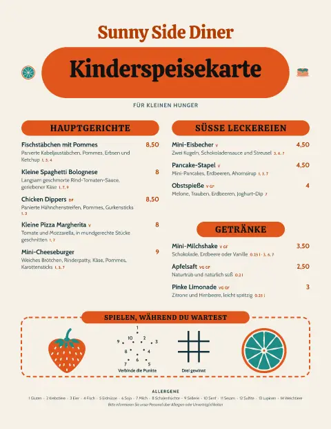 Groovy Sprösslinge – Vorschau der Speisekarten-Vorlage