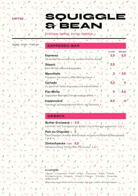 Konfetti-Crema – Vorschau der Speisekarten-Vorlage