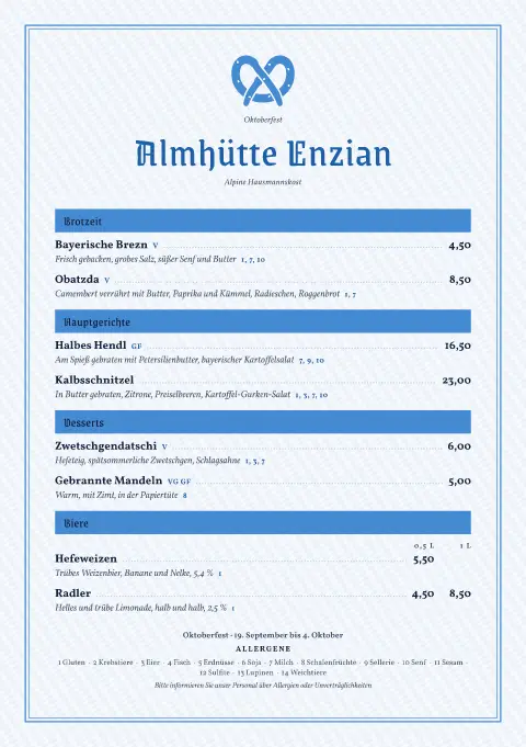 Himmelsbrezn – Vorschau der Speisekarten-Vorlage