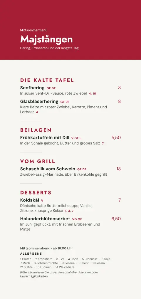 Maibaumrot – Vorschau der Speisekarten-Vorlage
