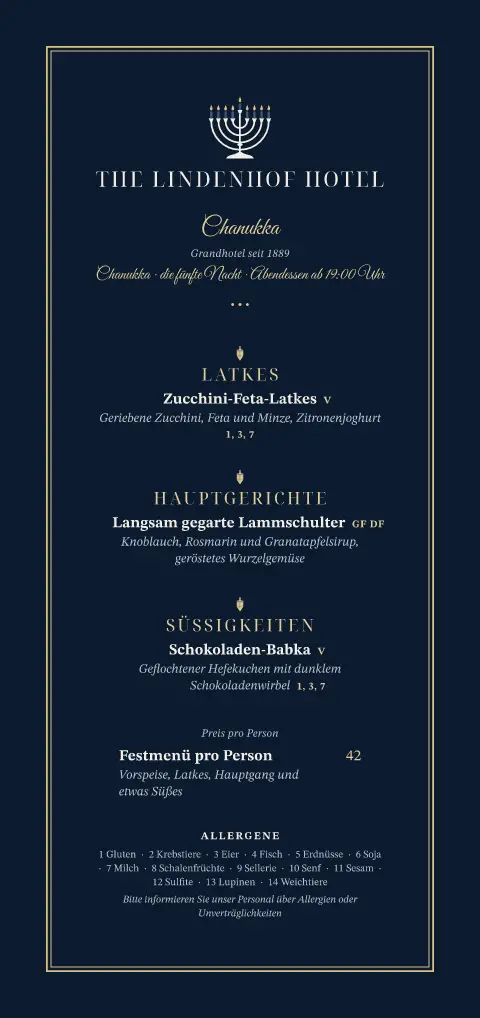 Champagner-Menora – Vorschau der Speisekarten-Vorlage
