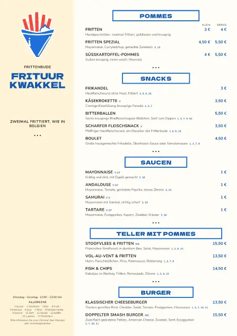 Buntstift-Fritten – Vorschau der Speisekarten-Vorlage
