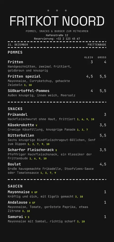 Beton-Fritten – Vorschau der Speisekarten-Vorlage