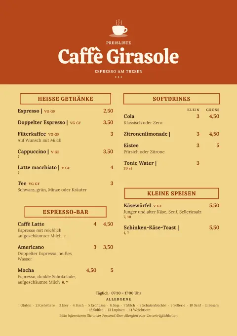 Ernte-Espresso – Vorschau der Speisekarten-Vorlage