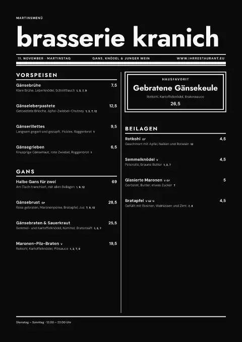 Martini-Zeitung – Vorschau der Speisekarten-Vorlage