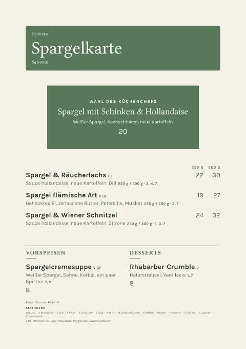 Salbei-Stangen – Vorschau der Speisekarten-Vorlage