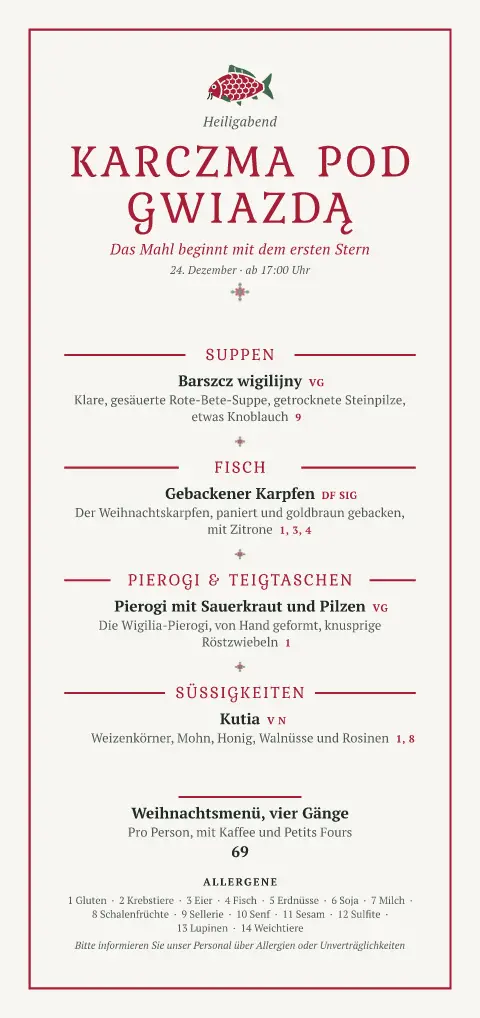 Erster Stern – Vorschau der Speisekarten-Vorlage