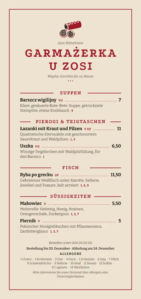 Wigilia-Paket – Vorschau der Speisekarten-Vorlage