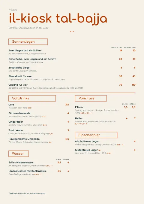 Kiesel-Kiosk – Vorschau der Speisekarten-Vorlage