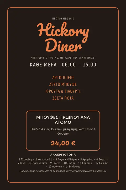 Πυρωμένη πλάκα – προεπισκόπηση προτύπου μενού