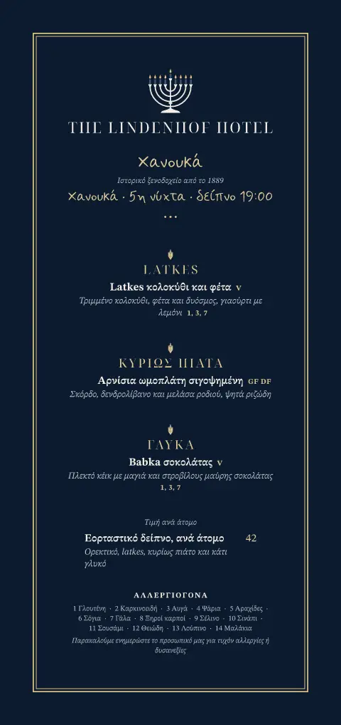 Μενορά σαμπάνιας – προεπισκόπηση προτύπου μενού