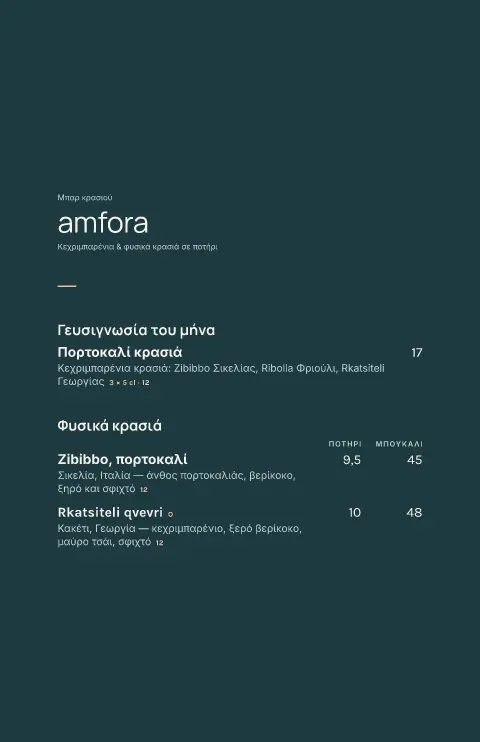 Κεχριμπαρένια ποτήρια – προεπισκόπηση προτύπου μενού