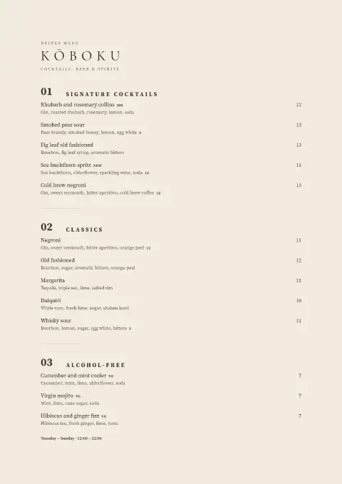 Charcoal Pour – menu template preview
