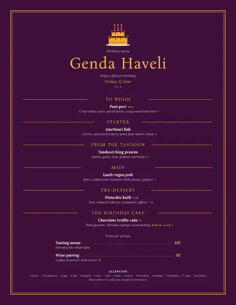 Marigold Candles – menu template preview