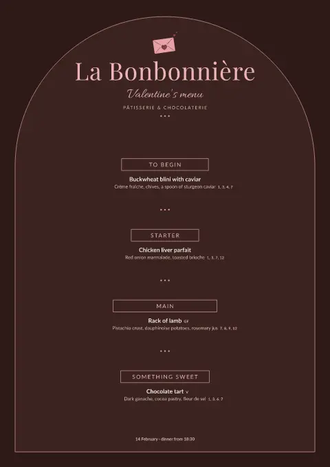 Bonbon Arch – menu template preview