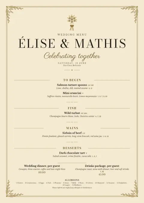 Opaline Salon – menu template preview