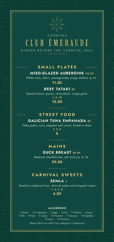 Emerald Confetti – menu template preview