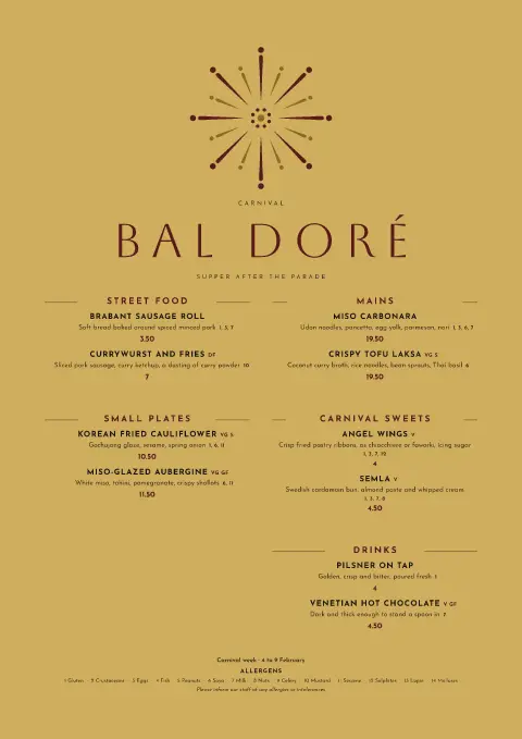 Gilt Parade – menu template preview