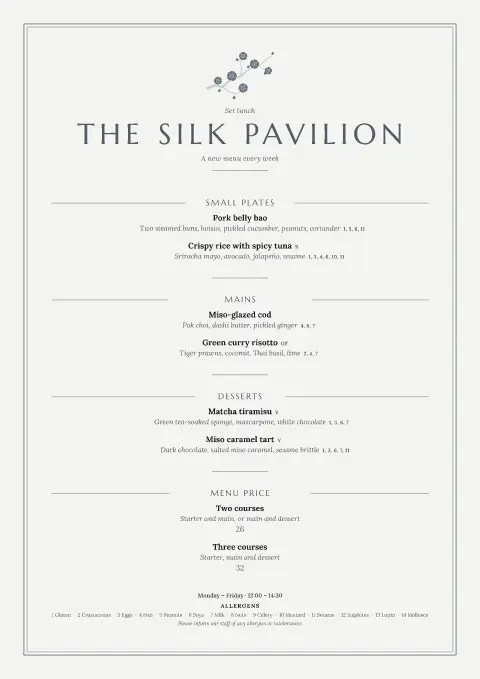 Silver Pagoda – menu template preview