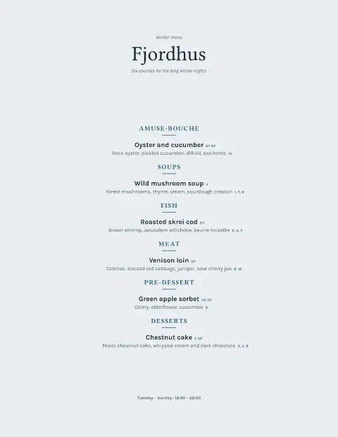 Fjord Frost – menu template preview