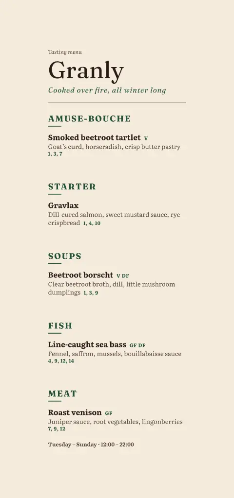 Pine Ember – menu template preview