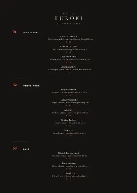 Sumi Cellar – menu template preview