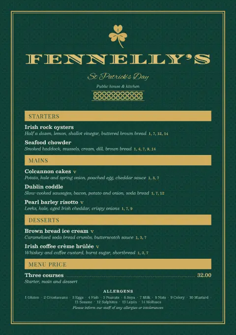 Clover Knotwork – menu template preview