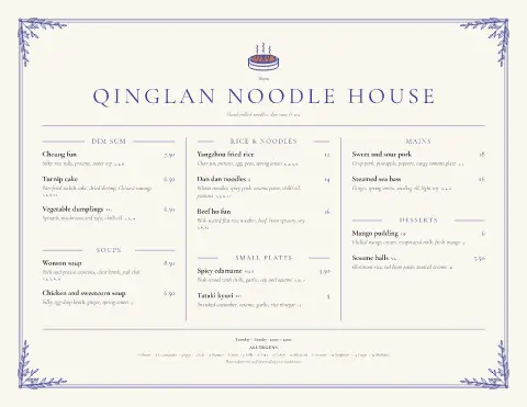 Cobalt Willow – menu template preview