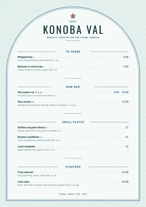 Adriatic Arch – menu template preview