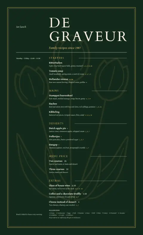 Etched Tulip – menu template preview